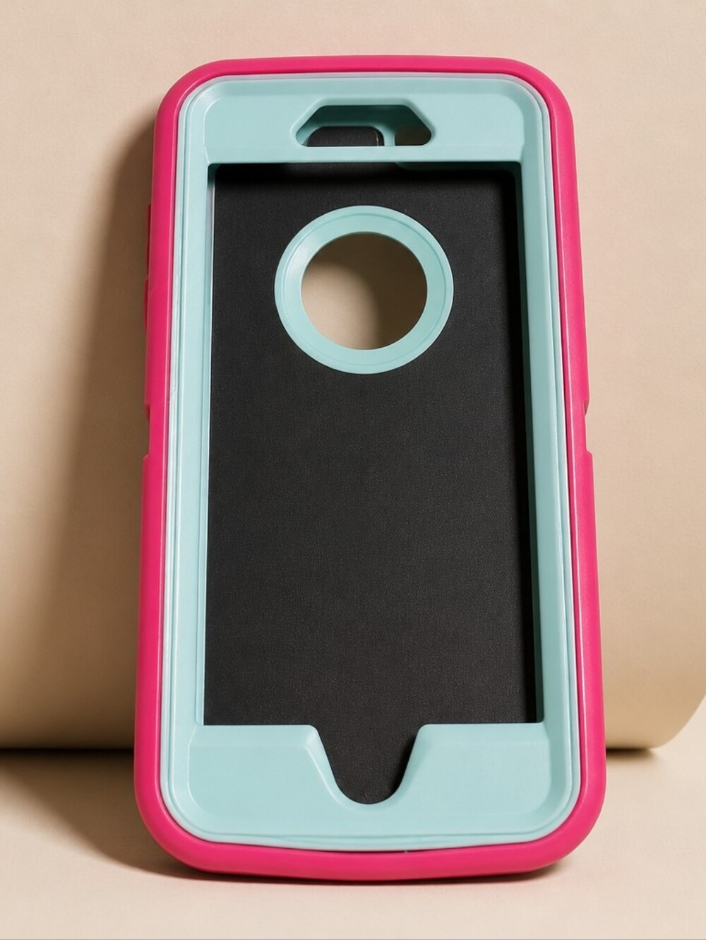 Dual-Layer Protective Phone Case in Pink and Light Blue - Rugged Shock-Resistant